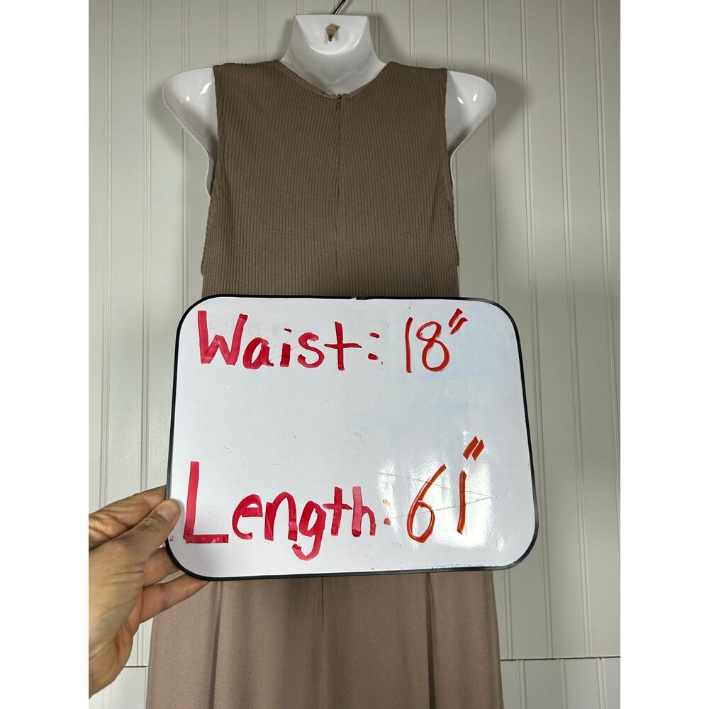 ZARA compound wrab jumpsuit wide legs sleeveless cotton beige women’s Sz M NWOT - Picture 8 of 13